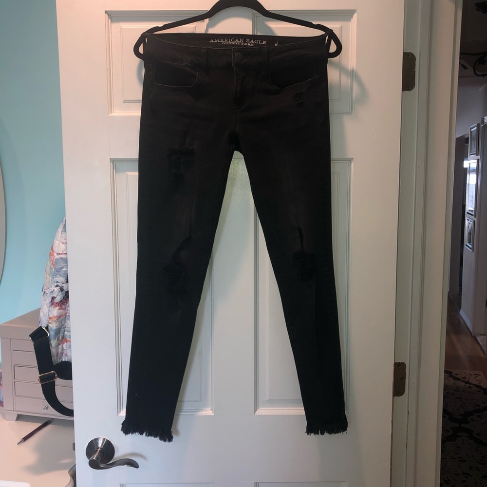 American Eagle black jeans with rips